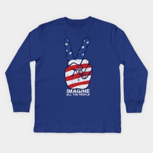 IMAGINE ALL THE PEOPLE - PEACE SIGN AMERICA Kids Long Sleeve T-Shirt